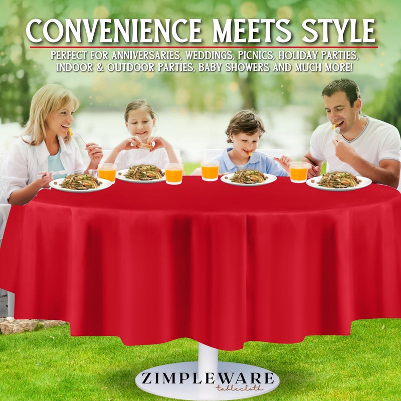 ZIMPLEWARE Premium Red Plastic Table Cloth Disposable (12 Pack) Round Tablecloth (84in) Party Table Cloths Disposable, Perfect Table Cloth Round Cover for Any Table Up to 6 Feet - Image 4